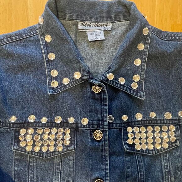 Vintage Jean Jacket Bedazzled with Rhinestones - Unique Statement jacket. - Picture 2 of 4